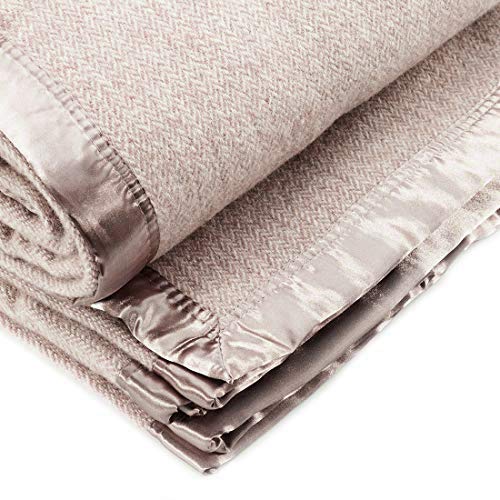 Spencer & Whitney Bed Blankets Wool Blanket Beige Herringbone Blanket Wool Throw Blanket Large Queen Wool Blankets For Bed #TOP2