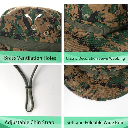 Image of Sun Hats for Men Women Boonie Hat UPF 50+ Bucket Hat Wide Brim UV Protection Fishing Hiking Safari Outdoor Hats