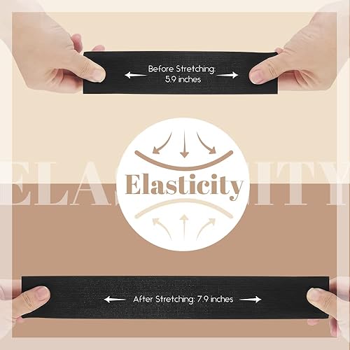 Miniatura 18 de Dreamlover Banda elástica negra, elástica ancha para coser, 5.9 pulgadas x 4 yardas Negro