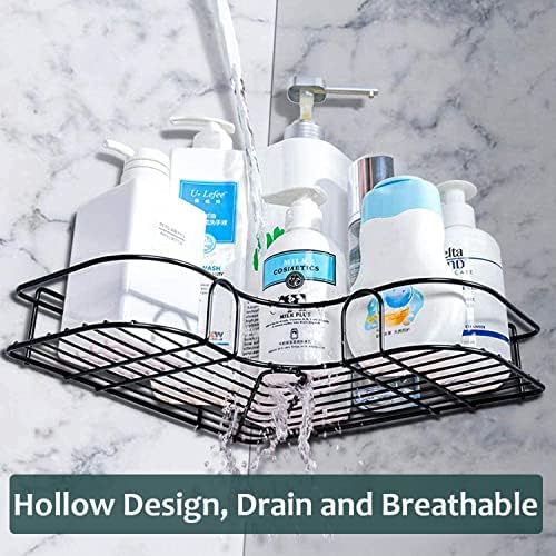 AIOR 2 Pcs Shower Shelves, No Drilling Shower Organizer Storage, Bathroom Corner Shower Caddy with Adhesive Sticker for Bathroom & Kitchen, White