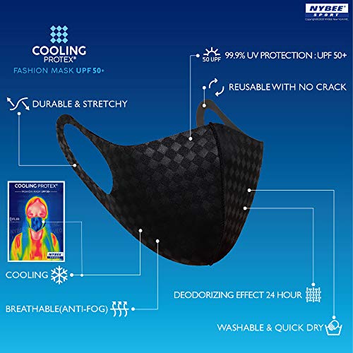 NYBEE SPORT COOLING PRO Breathable Face Mask UPF 50, Washable, Reusable, Lightweight, UV Sunblock, Women, Men, Unisex… - Image 3