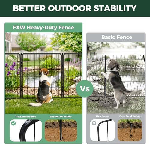 Image of FXW No Dig Garden Fence, Outdoor for Yard, 32in(H) x 36.4ft(L), 16 Panels | Heavy-duty Metal Animal Barrier, Dog-friendly yard, Flower bed protection, Flexible layout, Decorative