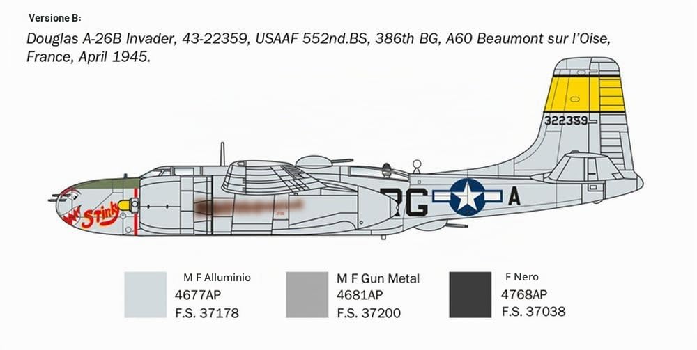 Italeri 1274 A-26 B Invader, scala 1:72, Plastic Model Kit/Modello in plastica da montare