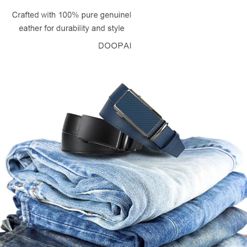 Image of Men's Ratchet Leather Belt Set - 2 Pack Sliding Belt Adjustable For Gift Mens Dress Casual 1 3 /8 inch,Cut for Fit