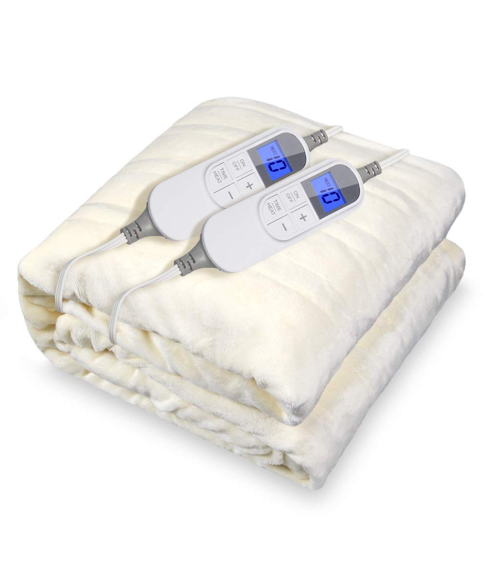 Amazon.com: MIZZEO Electric Heated Blanket 84 x 90 Queen Size Fast Heating  Blankets 100% Polyester Velvet 10 Heating Levels 1-12 Hours Auto-Off ETL  Certified Machine Washable (Beige) : Home u0026 Kitchen