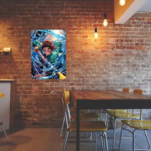 Image of Zesta Bathroom Decor Items Washroom Decor Tin Sign | Aesthetic Posters Wall Poster for Bedroom | Magnetic Cafe Decoration Items / Restaurant Decorations Items | Quirky Home Decor Bar Accent (Demon Slayer (6))