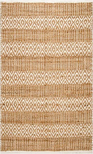 Kema Handwoven Jute Braided Area Rug, 3X5 Feet Natural Yarn - Rustic Vintage Braided Reversible Rectangular Rug- Eco Friendly Rugs For Bedroom, Kitchen, Living Room, Farmhouse (Natural) #TOP15