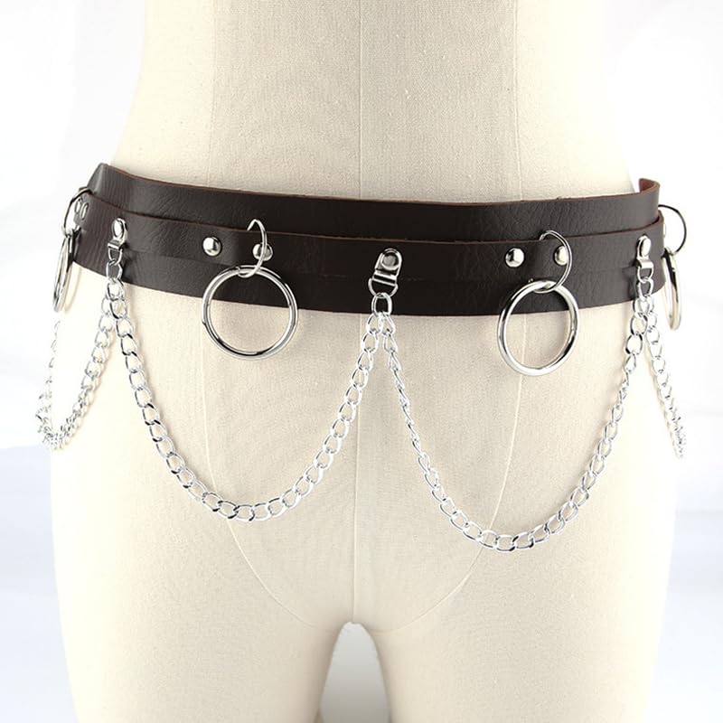 Punk Chain Belt for Women – Gothic Adjustable Waist Chain with Metal Buckle, Lightweight & Foldable – For Jeans, Skirts, Halloween Looks, a Bold Style Gift(Black)2
