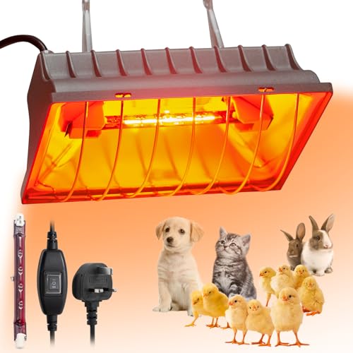 Neviland Heat Lamp for Chicks 175W Brooder Heater with High/Low Switch Infrared Heat Lamp with Adjustable Hanging Height for Poultry Reptiles Pets