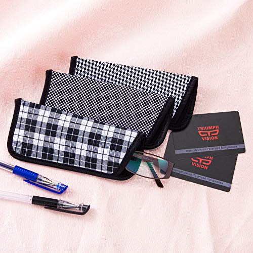 Image of TRIUMPH VISION Reading Glasses Pouch Eyeglass Sleeve Soft Case Slim 3 Pack | Alternative to Bulky Case Lightweight,Neoprene Lined Padded Protect Optical lens Slip in, Cute Pattern Portable for Daily Use