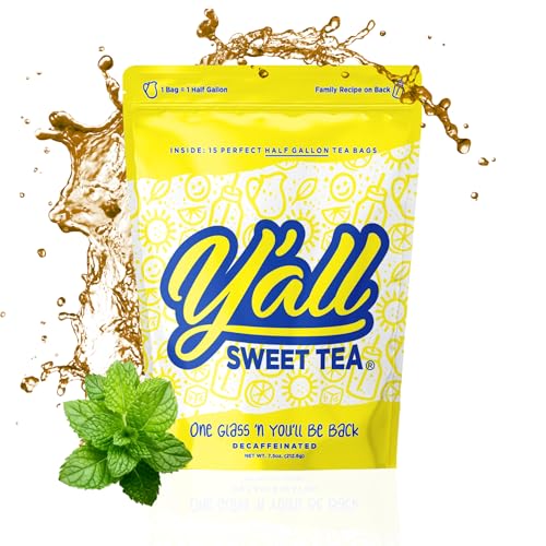 Y'all Sweet Tea - Decaf Iced Tea Bags Half Gallon Size in 7....