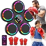 Music Boxing Machine, Musical Boxing Machine with LED Lights, 2 Pairs Boxing Gloves, 9 Speeds & Modes, Support Bluetooth, Automatic Counting, Wall Mounted, Smart Music Punch Machine for Adults Kids