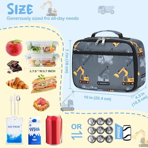 Image of CAMTOP Lunch Box Kids Boys Insulated Lunch Cooler Bag Reusable Lunch Tote Kit for School Travel