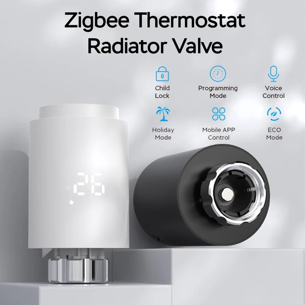 Tuya Smart ZigBee Heizkörperantrieb TRV Programmierbares Thermostatisches Heizkörperventil App-Fernbedienung Langlebig Schwarz