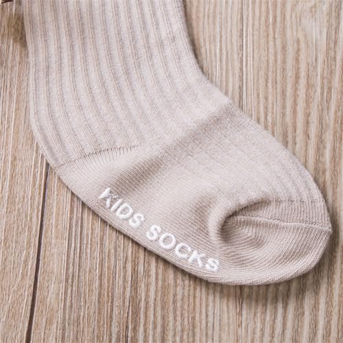 Newborn Baby Girls Boys Cotton Crew Socks Toddlers Solid Color Breathable Ribbed Knit Warm Ankle Socks3