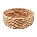 Weidenbrotkörbe Für Obst-Gemüse-Schüssel Lebensmittelaufbewahrung Organisieren Küchentheke Schreibtisch Arbeitsplatte Kleiner Bis Großer Natürlicher Rattan-Rundkorb (Color : Brown, Size : 23X8.5Cm)