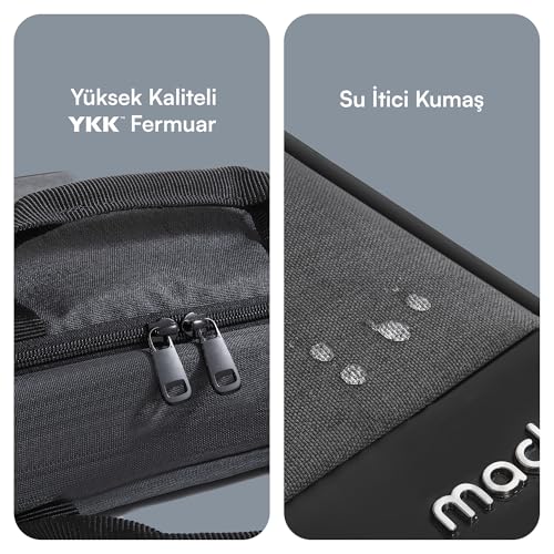 Mack Unicity Eco MCE-1111 Çevre Dostu Laptop Çantası, YKK Fermuarlı Macbook Çantası, MacBook Air/Pro ile Uyumlu Bilgisayar Çantası, Erkek Kadın 14.1 inç Notebook El Çantası, Siyah