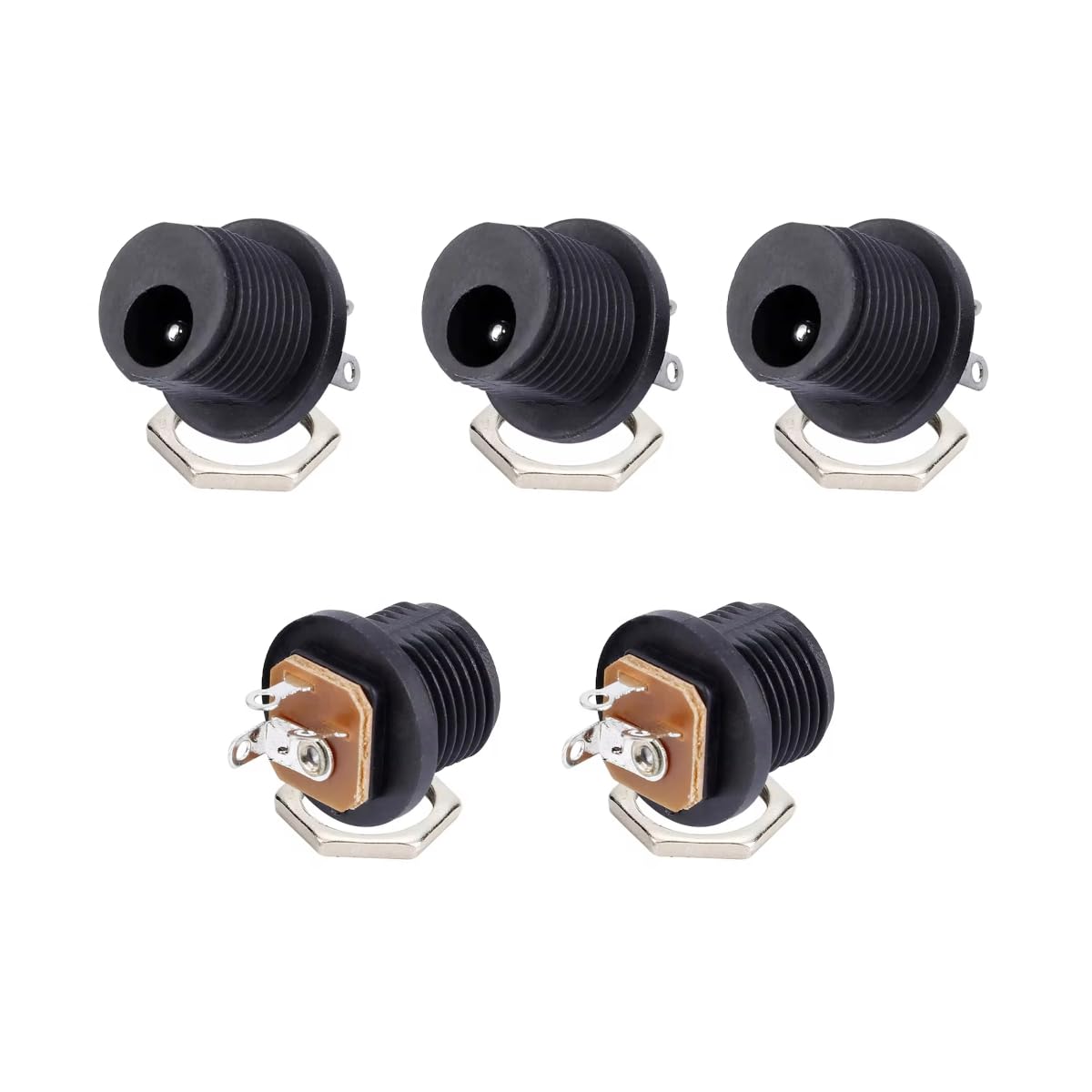 CentIoT - DC Jack Male Socket Connector - Round Panel Chasis Mount 12V 3A (Front Thread Center pin 2.1mm x 5.5, 5pcs)-image-38