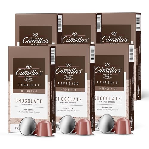 Camilla’s Heritage - Intensity 8 Chocolate Flavored Espresso Coffee, Gourmet Espresso Cups, 60 Coffee Pods