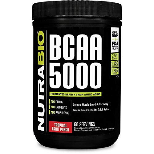 NutraBio BCAA 5000 Powder - 60 Servings (Tropical Fruit Punch)