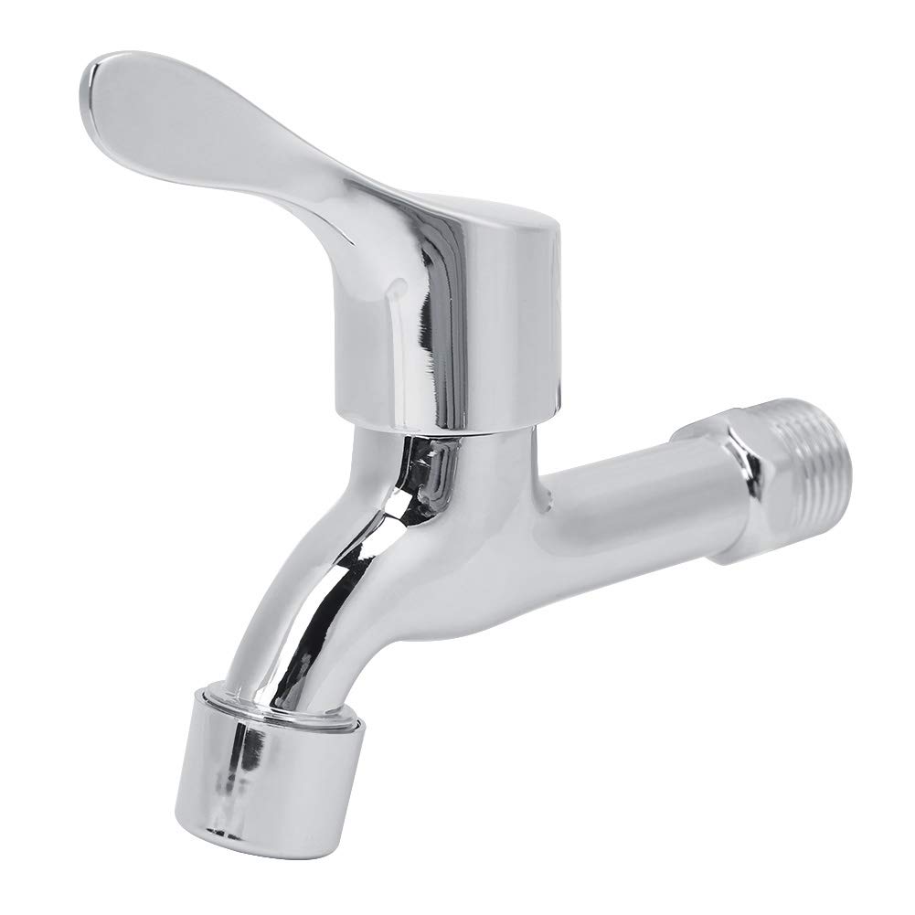 Water Tap G1 2in Zinc Alloy Chrome Plated Single Cold Water Sink Water Tap Bathroom Faucet Lavatory Washbasin