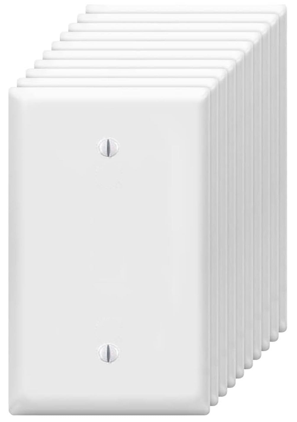 Blank Wall Plates 1-Gang blank Switch Outlet Electrical Cover Plate Unbreakable Thermoplastic Faceplate for Light Receptacle Outlet Switch, White (10 Pack)