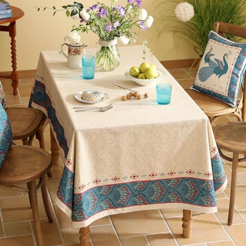 Image of ishro home Premium Table Cloth 6 Seater | Dining Table Cover | Love at First Sight Cloth 4-6 Seater | Luxury Fabric | Machine Washable | Non-Fading | Stain-Resistant | (Milan Royale, 56 x 90 inches)