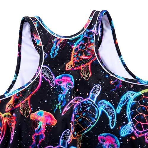 Image of UNIFACO Girls Swimsuits Two Piece Tankini Bathing Suits Boyshort Summer Beach Rash Guard Swimwear for 4-13T