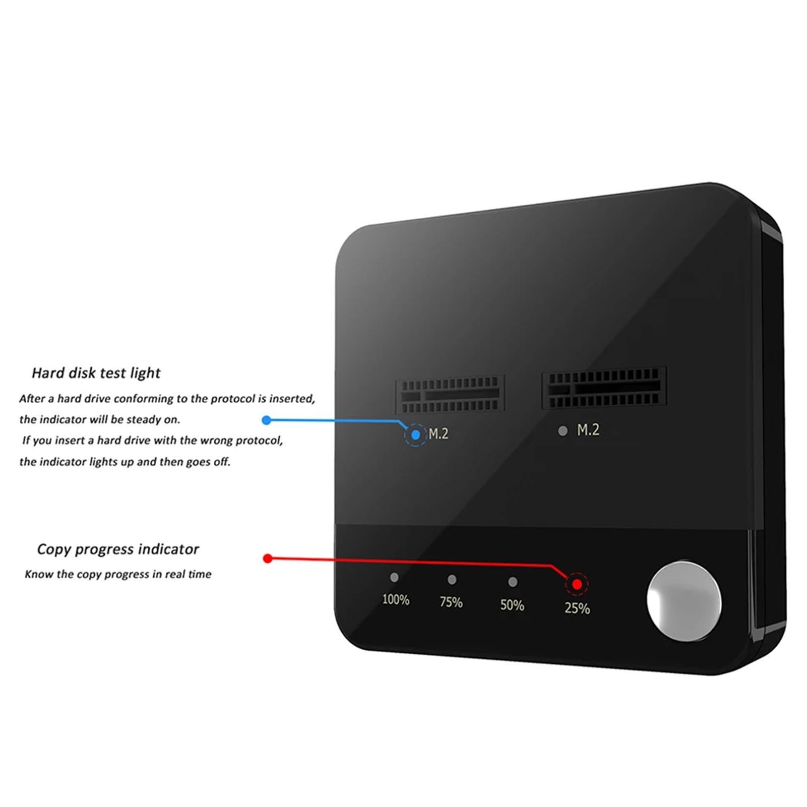 Kloner Duplikatora M.2, 20 Gb / S Seryjna ATA Dual Bay do Stacji Dokującej NVME, M.2 Dial SSD Obudowa, M2 Wsparcie w Trybie Offline UASP i Wykończenie UASP i Wykończenie