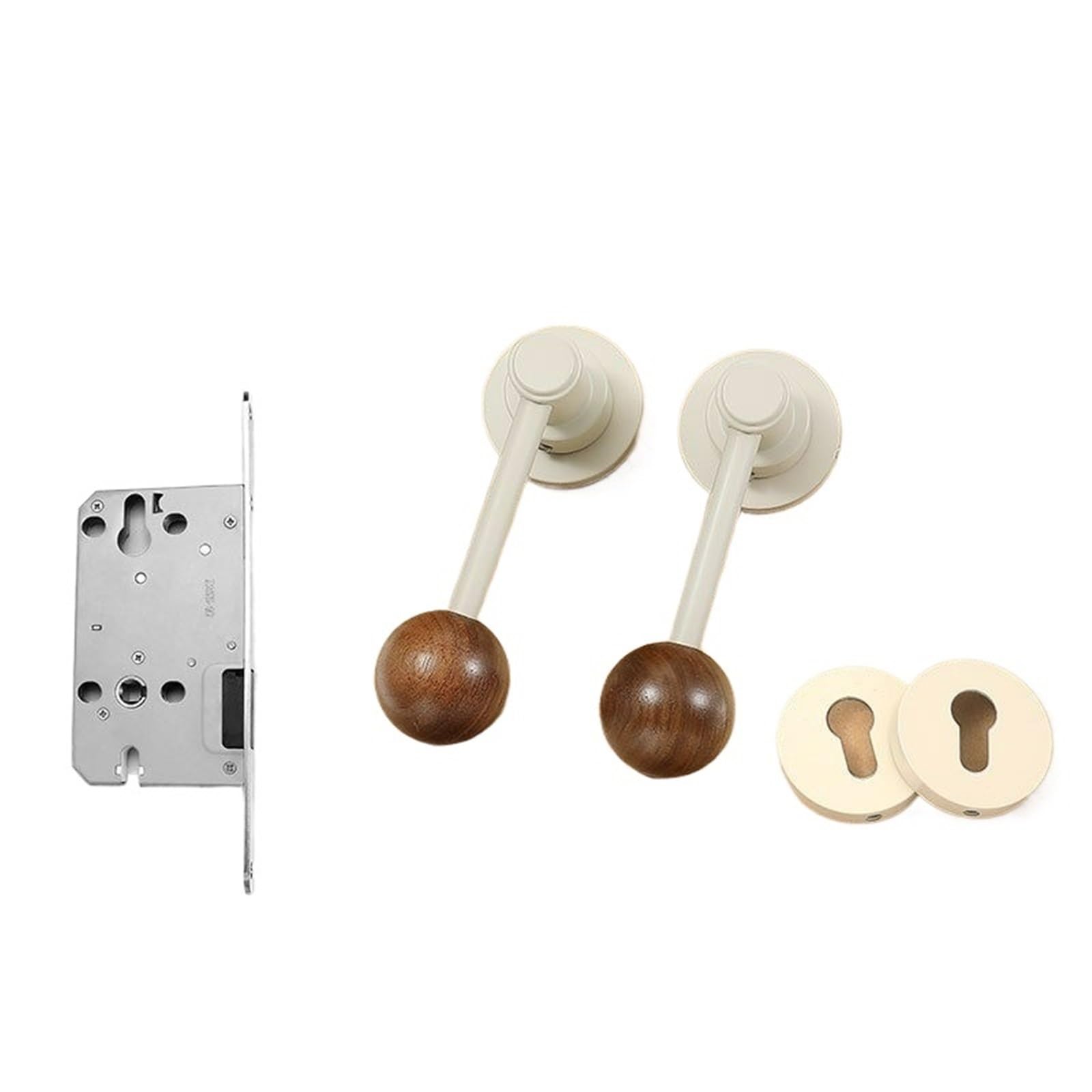 Kdhcvkz Milk White Magnetic Retro Bedroom Indoor Household Room Door Lock Magnetic/Silent Wooden Split Handle(Milk White Magnetic)