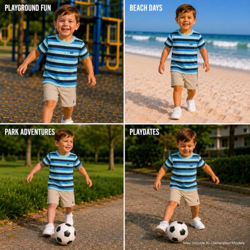 Image of Volcom Toddler Baby Boys Graphic Tee & Tech Stretch Shorts Set Short Sleeve | Soft Breathable Cotton Fabric, Adjustable Drawstring Waistband Adapts as He Grows, Comfort for Play, School or Vacation