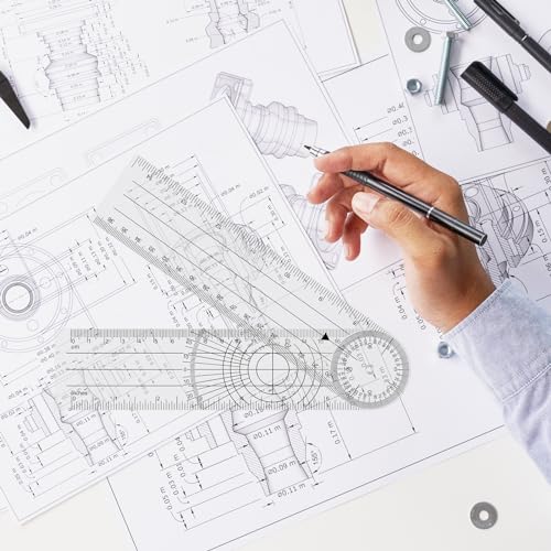 Catelves Winkelmesser, Goniometer Physiotherapie, PVC Medizinischer Winkelmesser 360° Winkel Transparenter Gelenkmesser 38cm Spinal Lineal Winkellineal für Physiotherapie, Sporttherapie