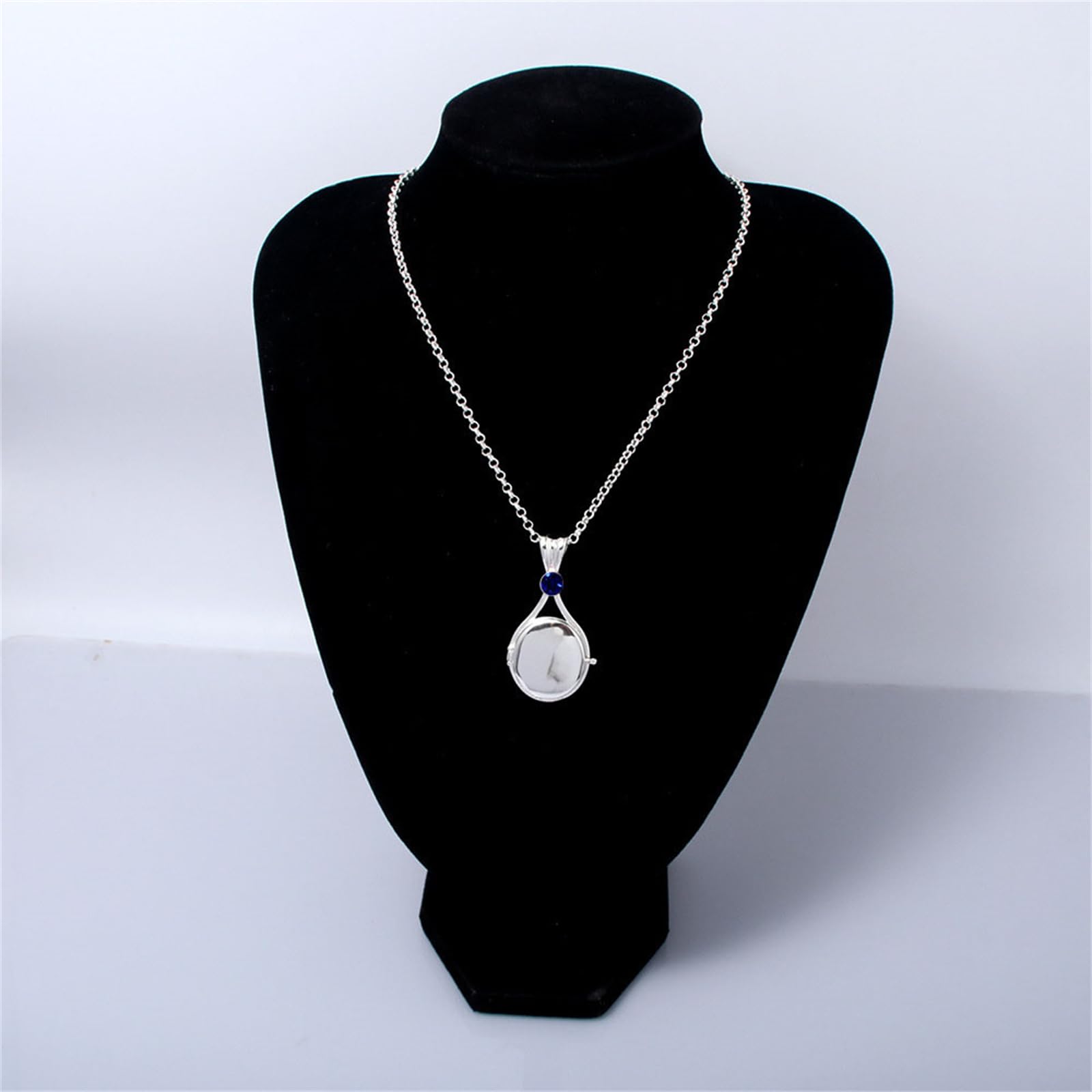 H2O - Collar para hombre y mujer, chapado en plata, medallón de sirena de agua, collar con colgante abierto, incrustaciones de cristal azul brillante para mujeres, fanáticos, cosplay, fiesta