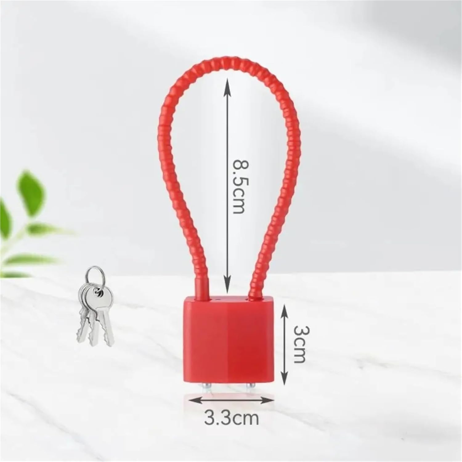 Portable Multifunctional Cable Lock Soft Flexible Padlock Equipped with Keys Rust-Proof Suitcase Lock File Cabinet 1Pcs(Red-20cm)