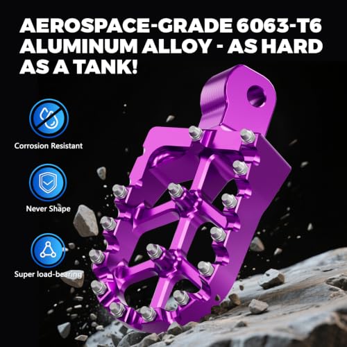 Image of Dirt Bike Foot Pegs CNC for MX650 MX500 SX500, Electric Dirt Bike Heavy Duty Footpegs Rest Pedal for MX 650 500 Purple