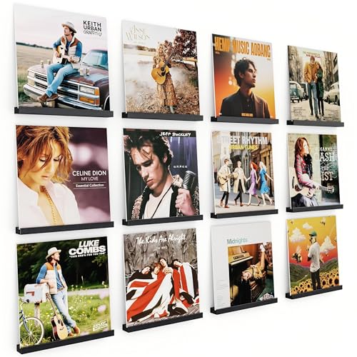 Emfogo Vinyl Record Shelf Wall Mount, 12 Pack Album...
