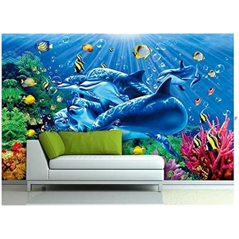 3D Sea World Wallpaper Mural Contact Paper Wall Murals Decals Home Floral Wall Paper Rolls for Living Room 3D Wall Paper-430Cm×300Cm Cover