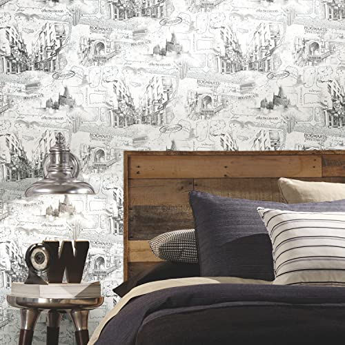 RoomMates RMK12353PL Harry Potter Map White Peel and Stick Wallpaper
