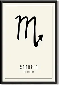 Scorpio Poster Canvas Print Art Print, Minimalist Aesthetic Wall Art, Elegant Painting Pictures for Living Room Bedroom Wall Decoration Home Decor (Wood Framed,8L X12W)