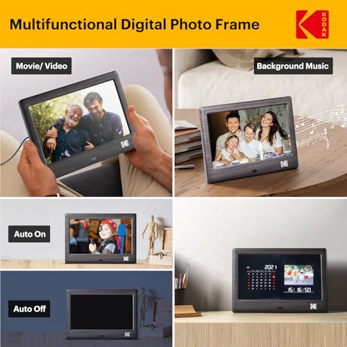 Image of KODAK 7 Inch Digital Picture Frame with Remote Control, 1024x600 HD Display Digital Photo Frame, USB or SD Card Required, Auto-Rotate, Supports Photo /Video /Music /Calendar /Slideshow