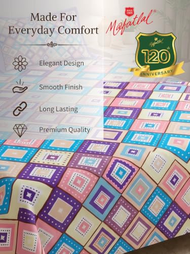 Image of Mafatlal 130 GSM Pearl Contemporary Single Bed Linen Set with 1 Pillow Cover | 60 x 90 Inch | Elegant Printed Design | Color Lock Fabric, Comfortable Sleep, Durable & Easy Wash | Geometric Multi