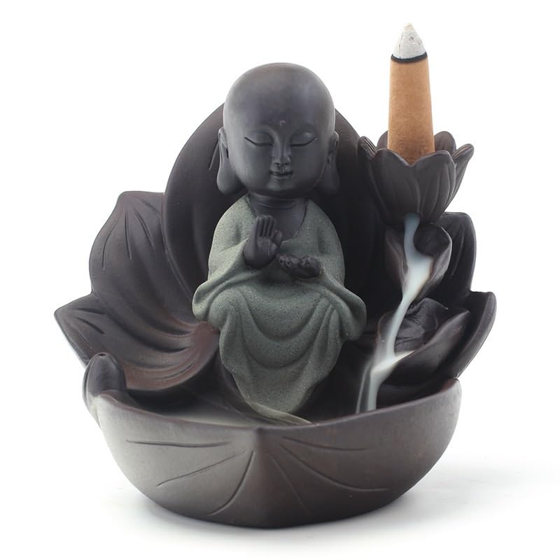 Quemador de incienso de reflujo, adorno de escritorio de cerámica, adecuado para aromaterapia y meditación