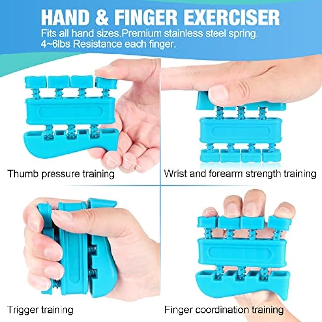 Hand Grip Exerciser Strengthener (5 Piece Set) for Kid Adult, Adjustable Grip Strength Trainer, Hand Squeezer Grip Stress 3D Balls, Finger Strength Trainer for Workout, Stress Relief