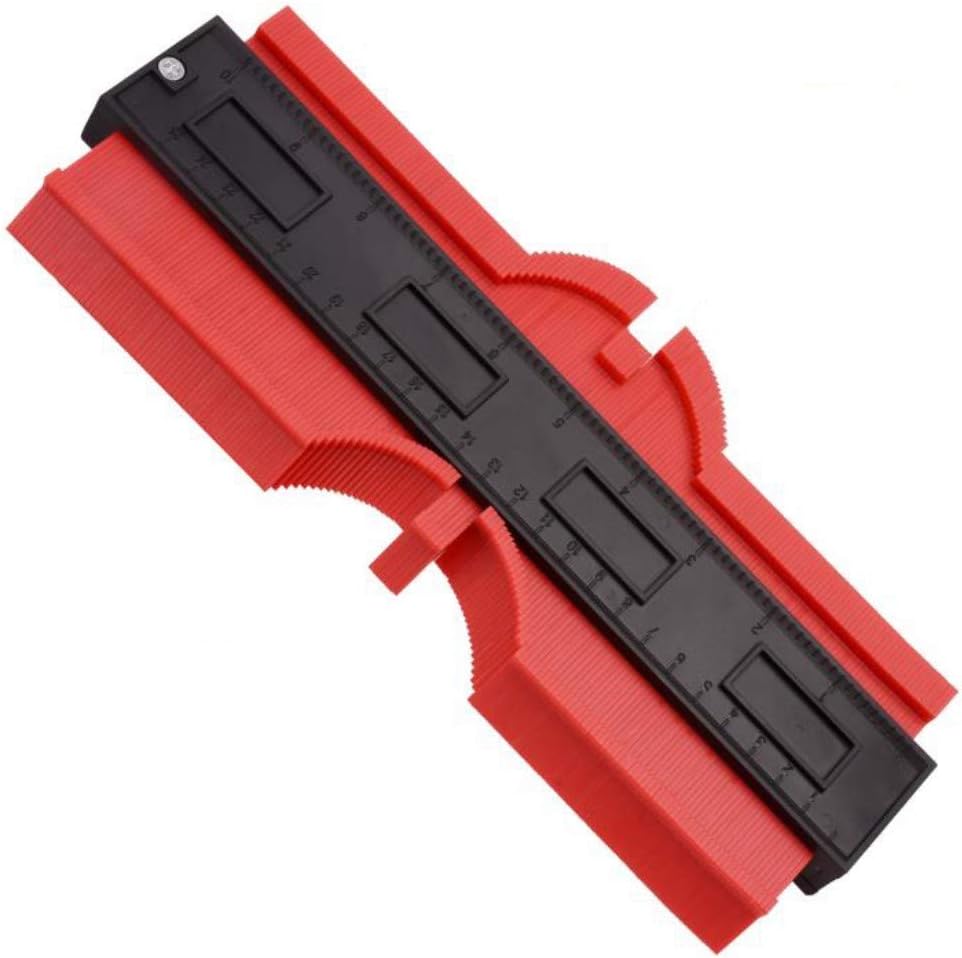 Plastic Contour Gauge 10 Inch Irregular Profile Outline Gauge Duplicator Standard Wood Marking Tool Tiling Laminate Tiles Edge Shaping Measure Ruler (Red)