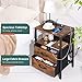 Yoobure Nightstand with Charging Station, Small Night Stand with Fabric Drawers and Storage Shelf for Bedrooms, Small Spaces, Bedside Table with USB Ports & Outlets
