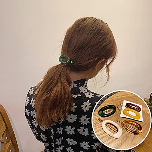 Kukiwhy 187 5 Pcs Marble Hair Clips Acrylic Oval Barrettes Hollow Out Vintage French Hair Pins Hair Accessories thumb #2