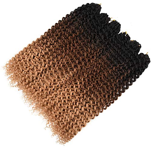 Passion Twist Hair Water Wave Crochet Hair For Black Women 18 Inch 6 Packs Passion Twists Braiding Hair Long Bohemian Curly Crochet Braids Synthetic Hair Extensions (18Inch, Black-Dark Brown-Light Brown) #TOP2