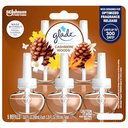 Glade PlugIns Refills Air Freshener, Scented and Essential Oils for Home and Bathroom, Cashmere...