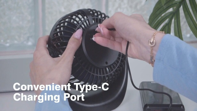 Ventilatore USB Portatile Da Tavolo - 5 Velocità, Angolo 360°, Batteria 4000 MAh, Per Ufficio, Casa, Viaggi - Foto 4