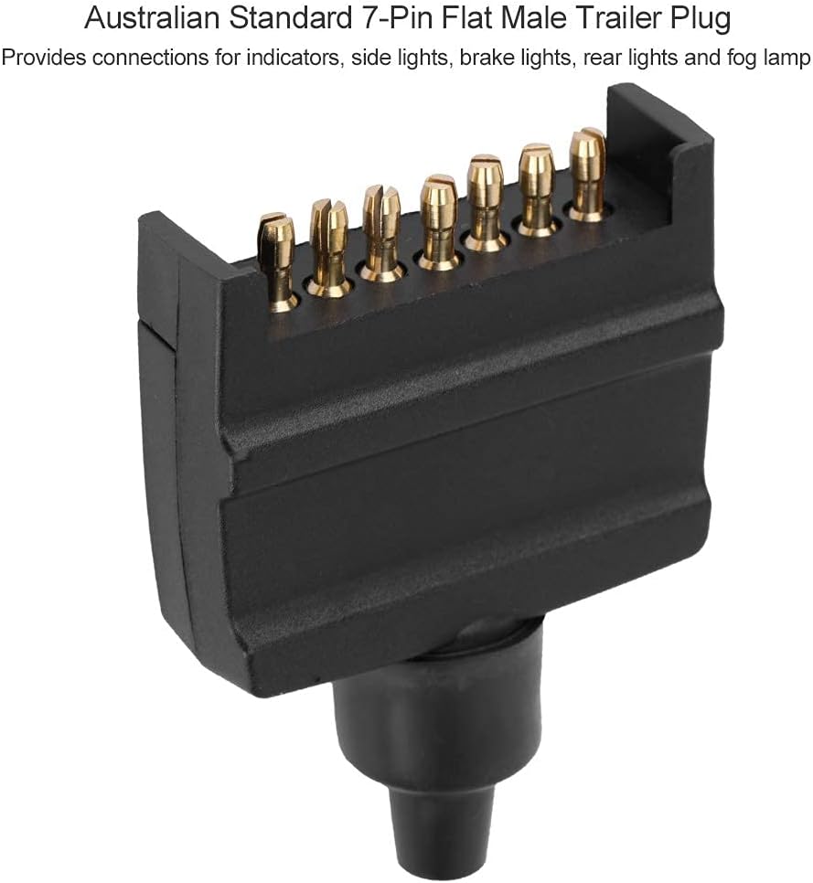 Aramox Trailer Adapter, Australia 7-Pin Flat Male Trailer Socket Connector for Caravan Trailers